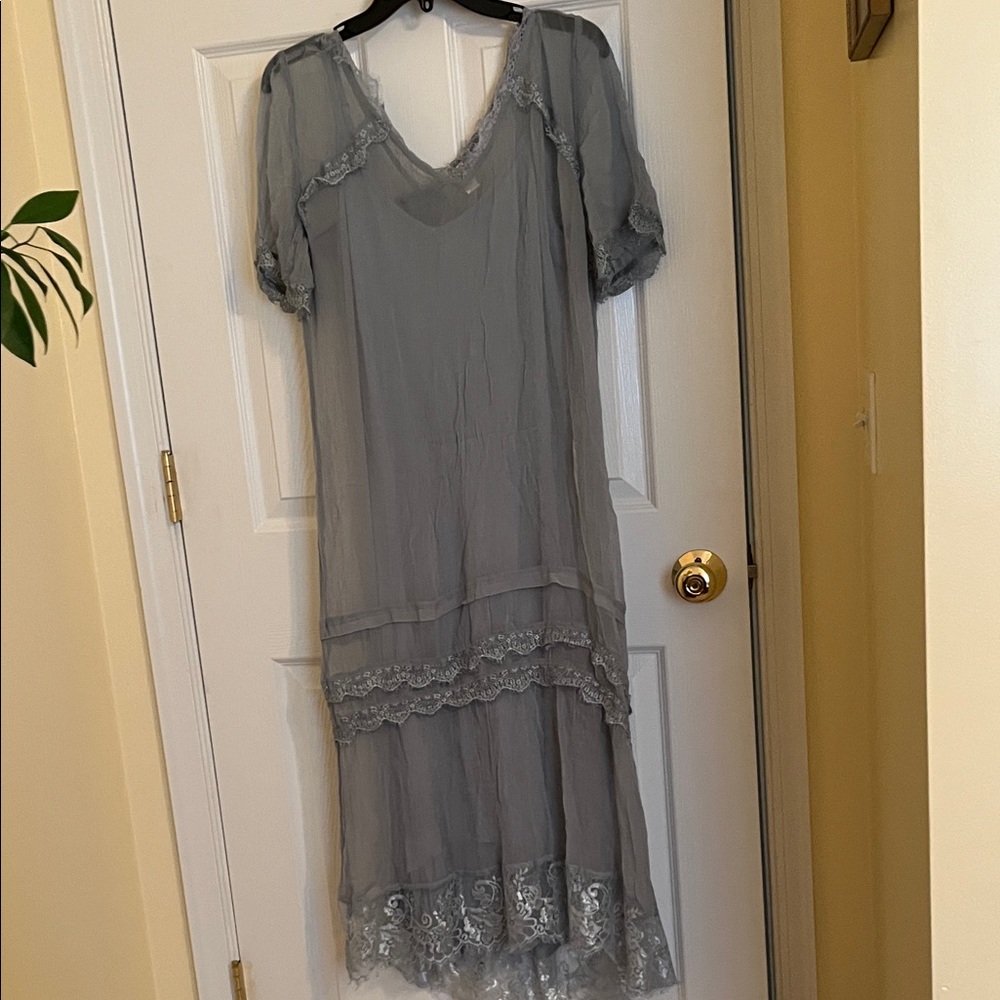 Elegant Gray Lace Dress